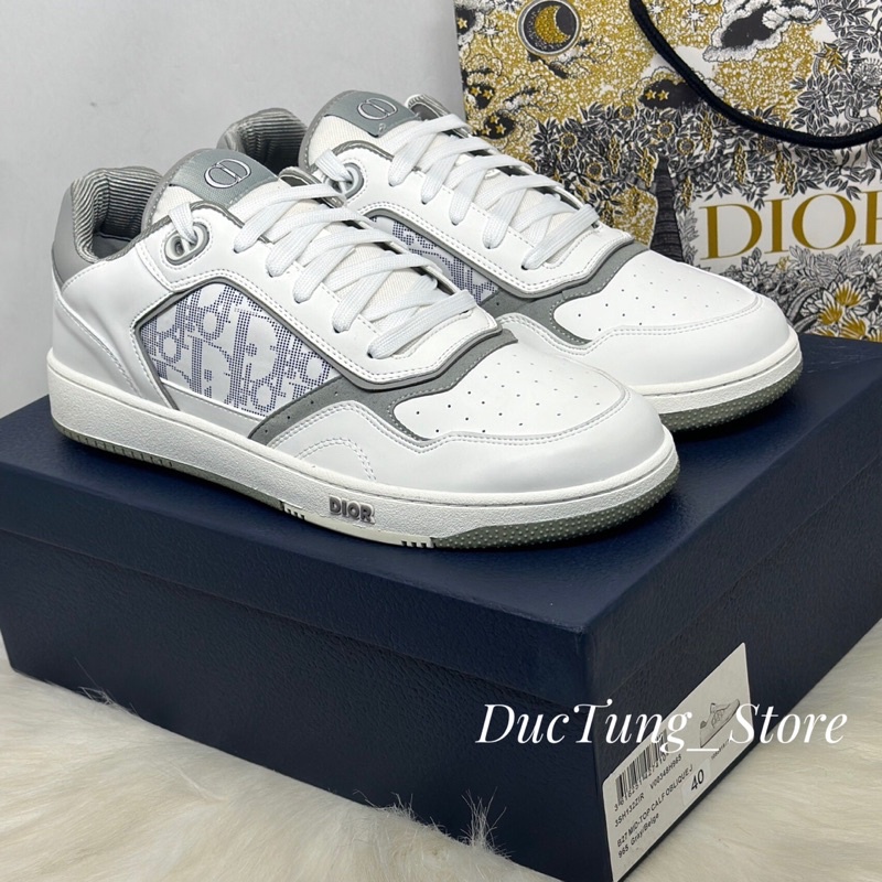 GIÀY Di.or B27 Low Sneaker Trắng Grey Họa Tiết Lai Au [ FULL BOX CAO CẤP ]