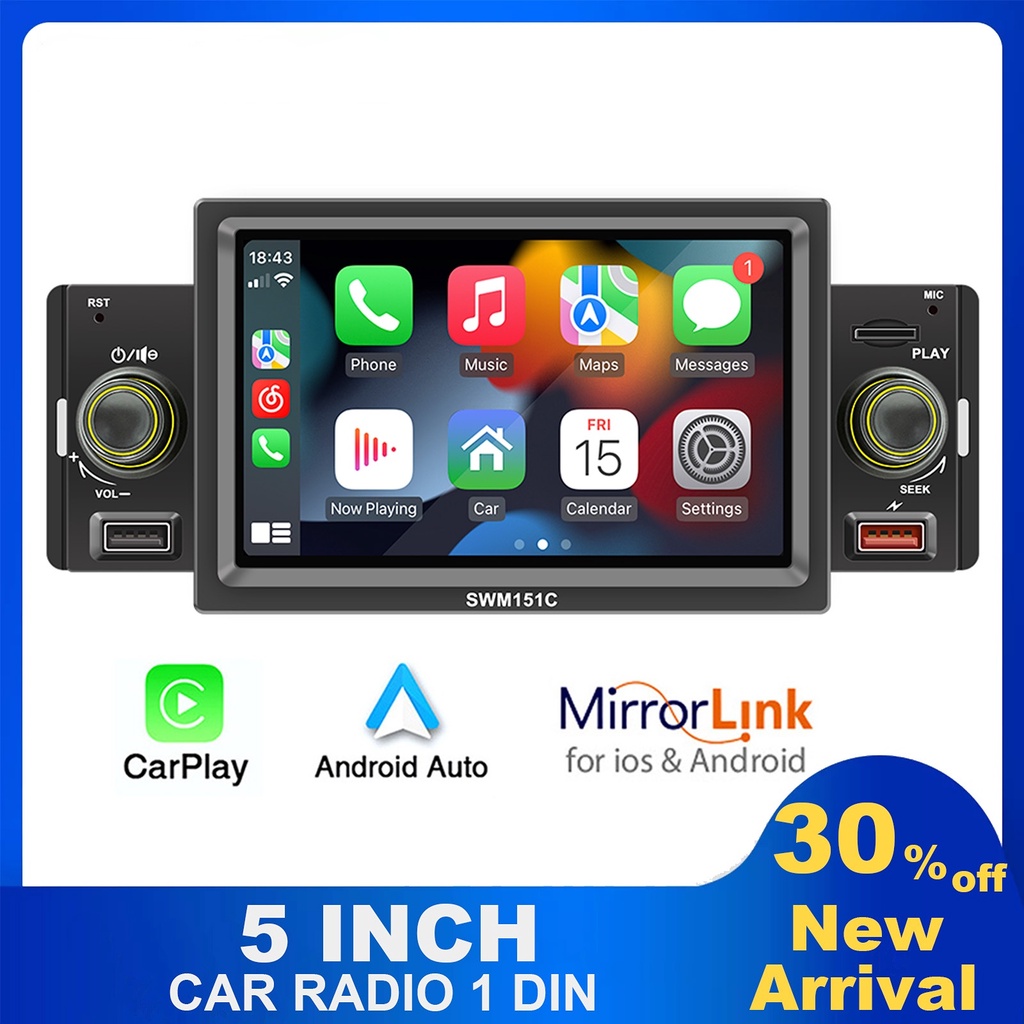 Máy Nghe Nhạc MP5 Đa Phương Tiện 1 Din 5 "2 Cổng USB Cho Xe Hơi