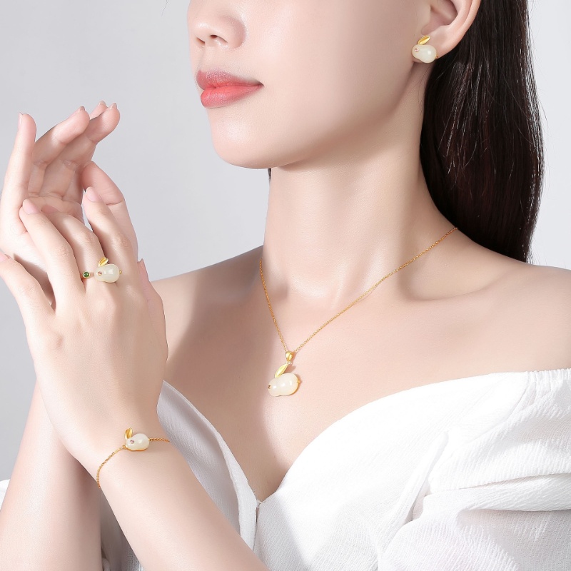 Vòng cổ Mặt Hình Thỏ Phong Cách Trung Hoa Sang Trọng Cho Nữ