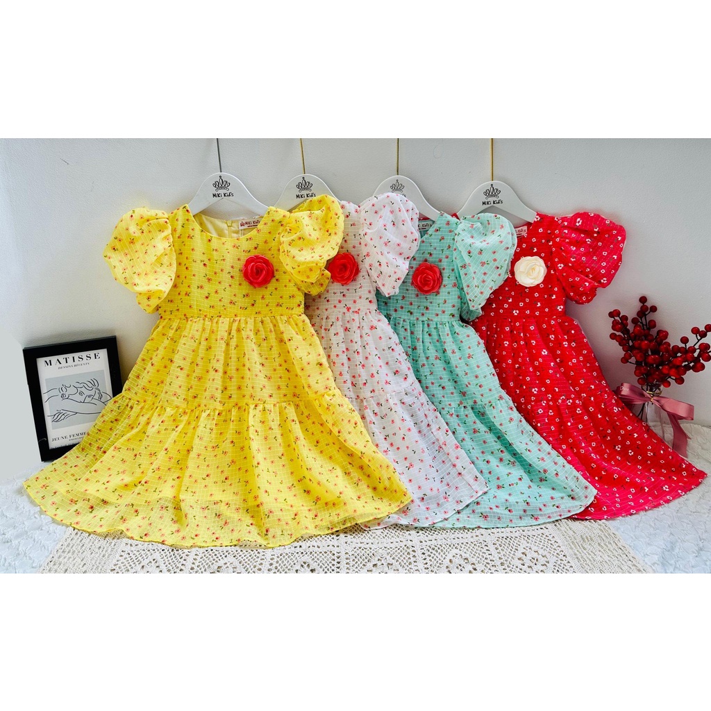 Đầm Bé Gái Hoa Nhí Tay Phồng Size cho bé 14-40kg- Trang 25 Kids - K217