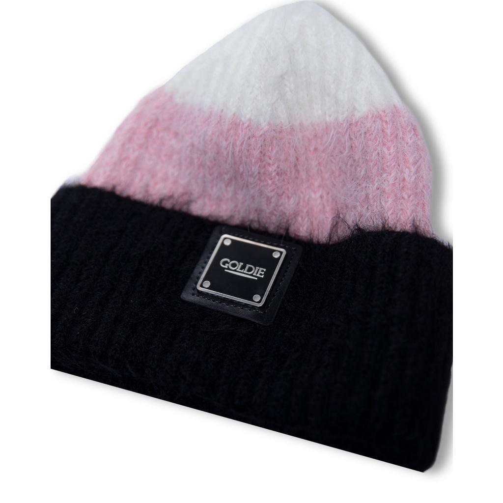 Mũ len "GOLDIE B/P MOHAIR" màu đen hồng