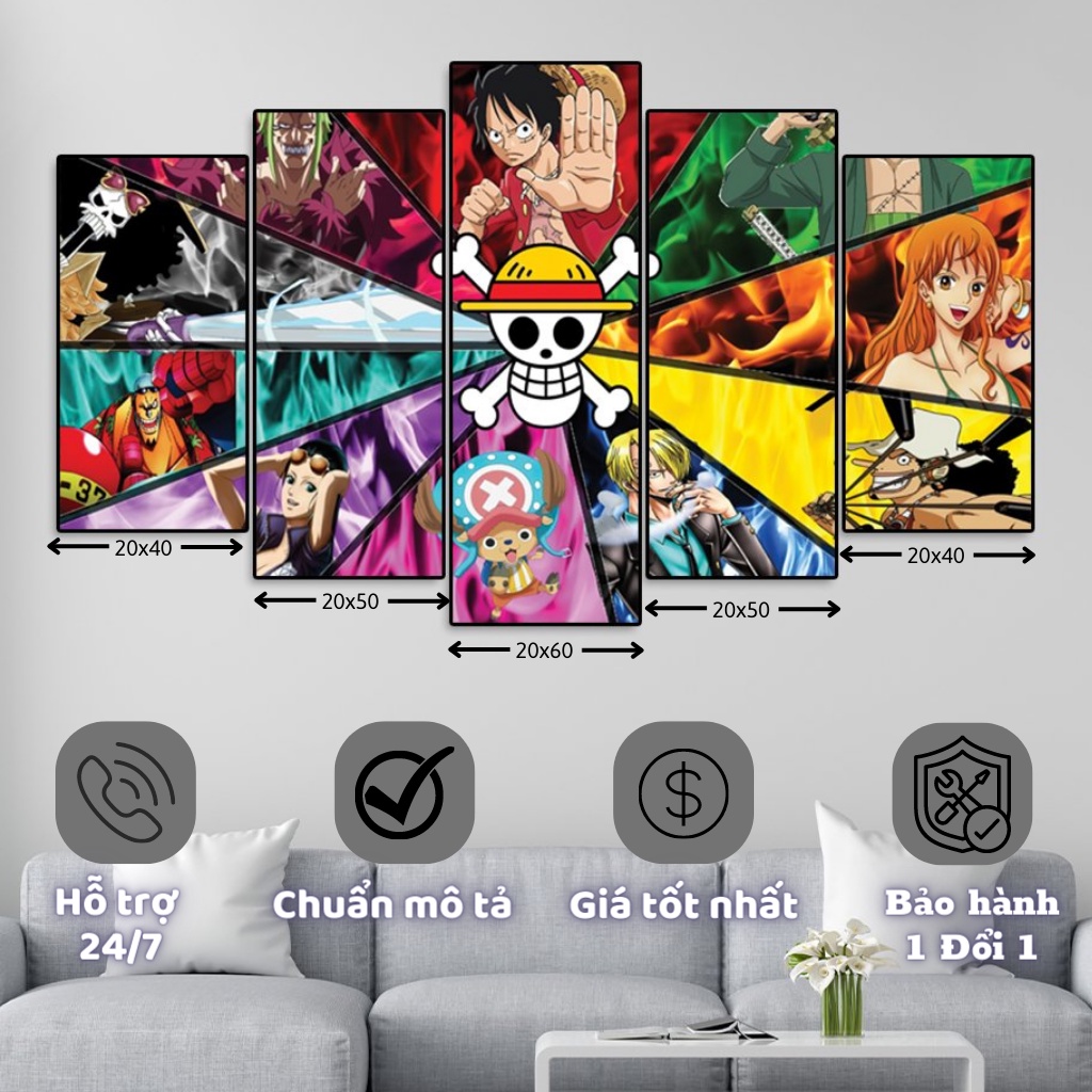 Tranh one piece treo tường. Tranh anime tráng gương, sang trọng, cao cấp | 888