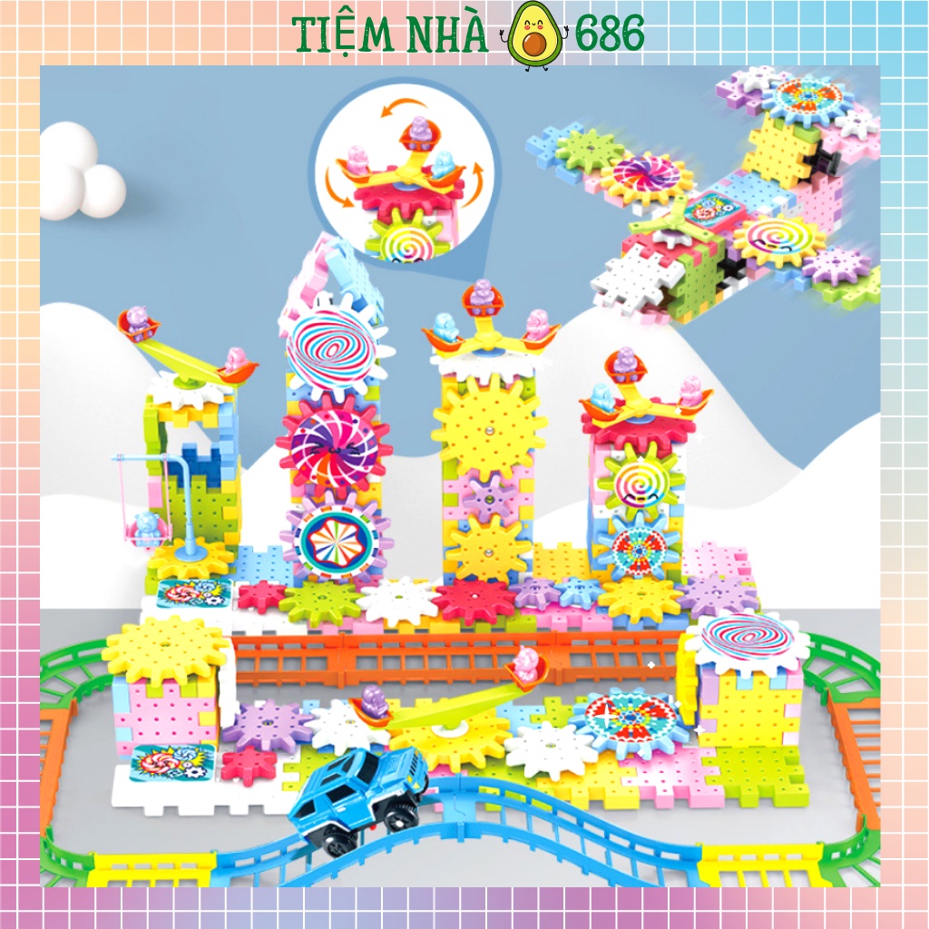 Bộ đồ chơi lắp ráp lego mô hình xoay bánh răng DIY 83 pcs, 165 pcs, 203 pcs làm quà tặng cho bé - Tiệm Nhà Bơ 686