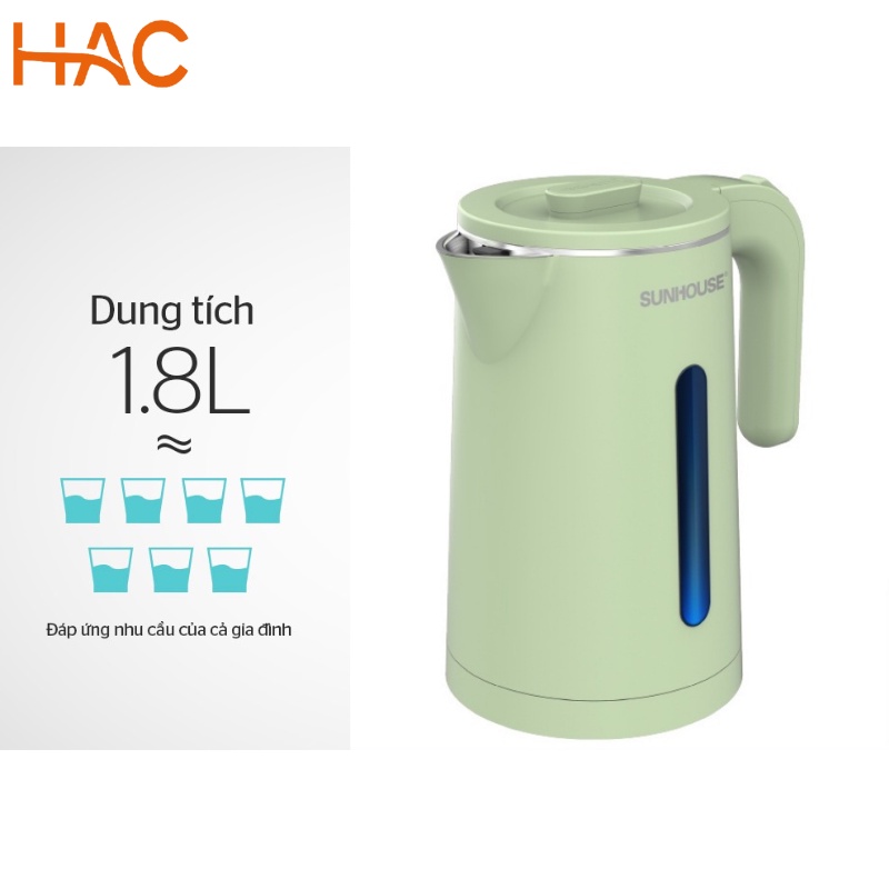 Ấm Siêu Tốc Sunhouse SHD1353 - 1351 - SHD1355 - Ấm Đun Siêu Tốc Sunhouse - Inox Cao Cấp - Dung Tích 1,8 Lít - Chính Hãng