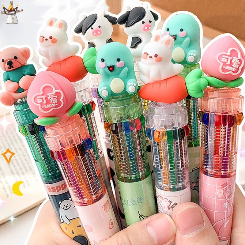 Set 10 Bút Bi Nhiều Màu Dễ Thương