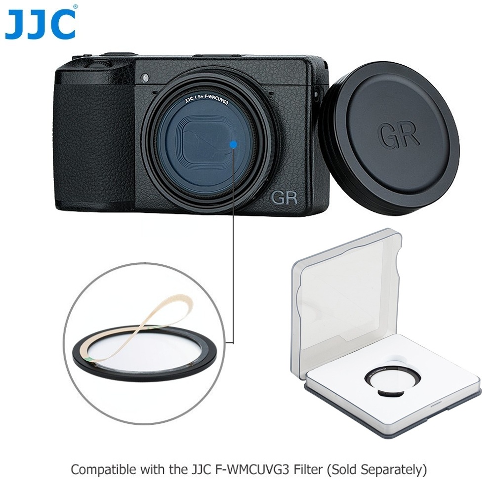 JJC LC-GR3 Nhôm Nắp Đậy Ống Kính Cho Máy ảnh Ricoh GR III GR IIIx GR II GR3 GR3x GR2 Kim Loại Làm Bằng Ống Kính Vỏ Bảo Vệ