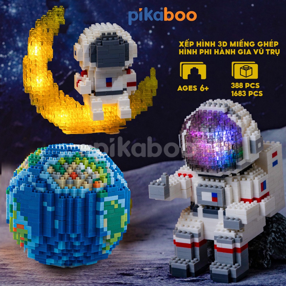 Đồ chơi lắp ráp xếp hình 3D mô hình phi hành gia vũ trụ cao cấp Pikaboo, mô hình lắp ráp chất liệu nhựa an toàn