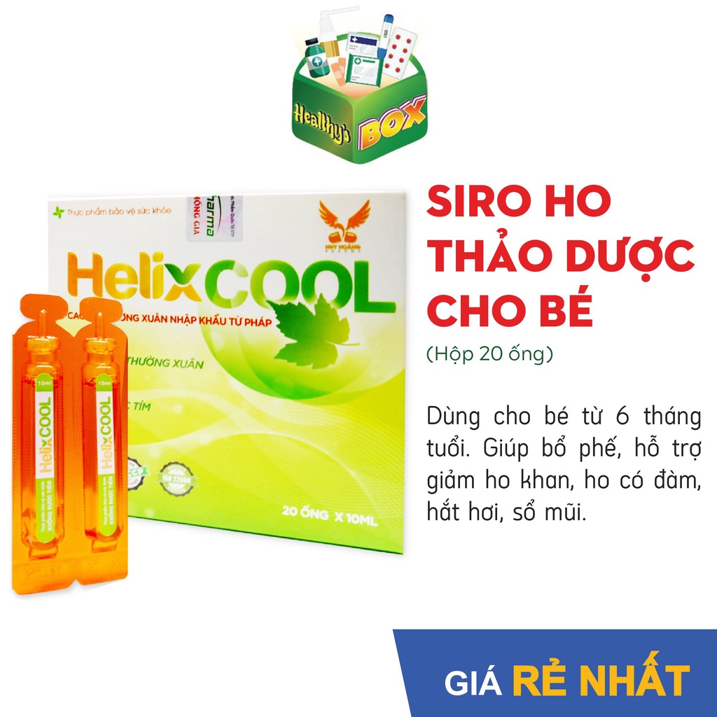 Siro ống thảo dược giảm ho, sổ mũi Helix Cool (Hộp 20 ống x 10ml)