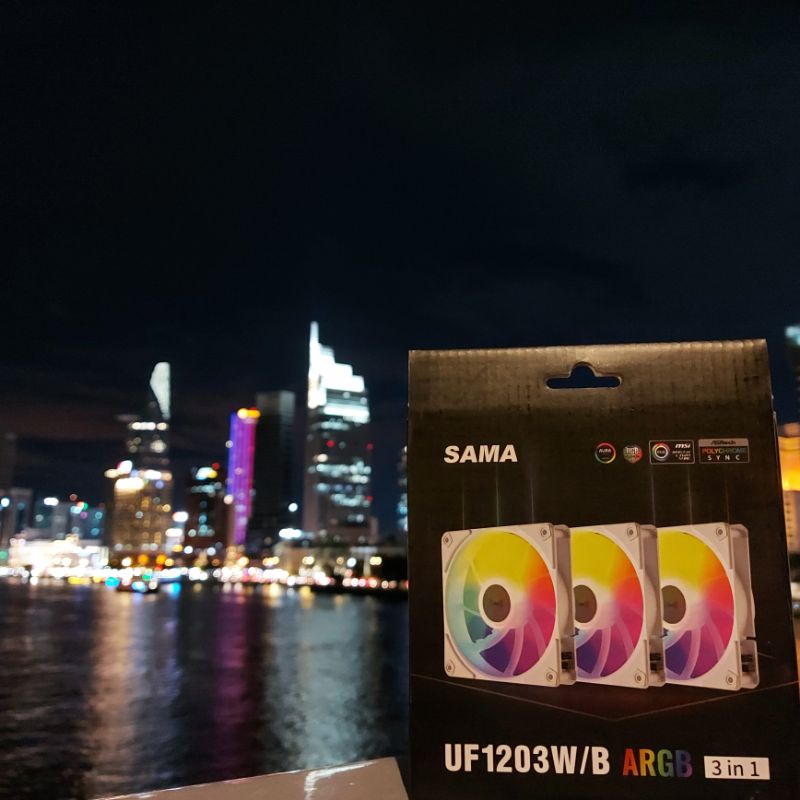 QUẠT MÁY TÍNH LED RGB PC KHÔNG DÂY UNI FAN SAMA UF1203