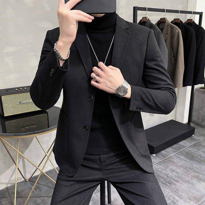 Áo Khoác Vest Len Dày Cao Cấp Cài Một Hàng Nút Cài Thời Trang Hàn Quốc Cho Nam