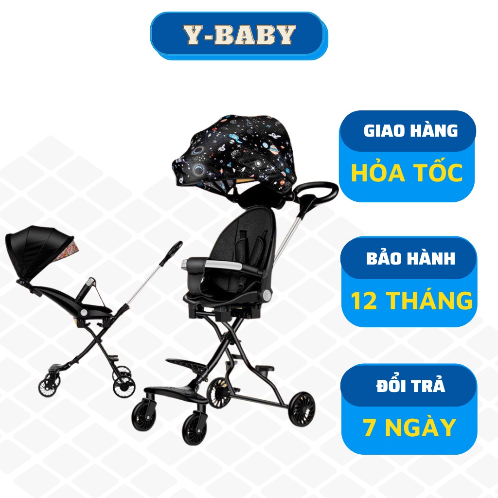 Xe đẩy 2 chiều gấp gọn cho bé nằm, ngồi tặng kèm đệm M8