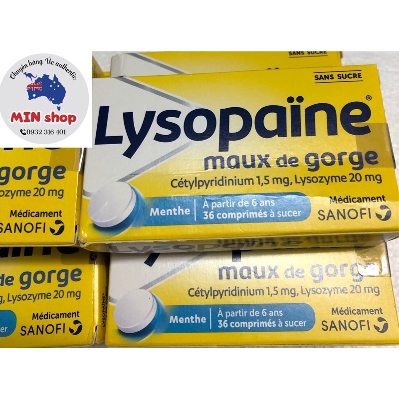 Viên_ngậm Lysopaine bạc hà ,hàng Pháp