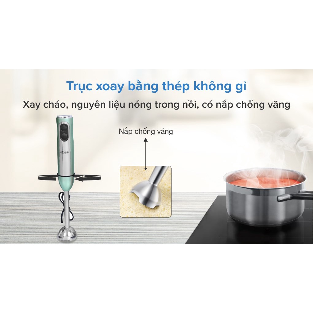 Máy xay sinh tố cầm tay Hommy HB818BC 0.6 lít 700W xay trứng, cháo, sinh tố tiện lợi