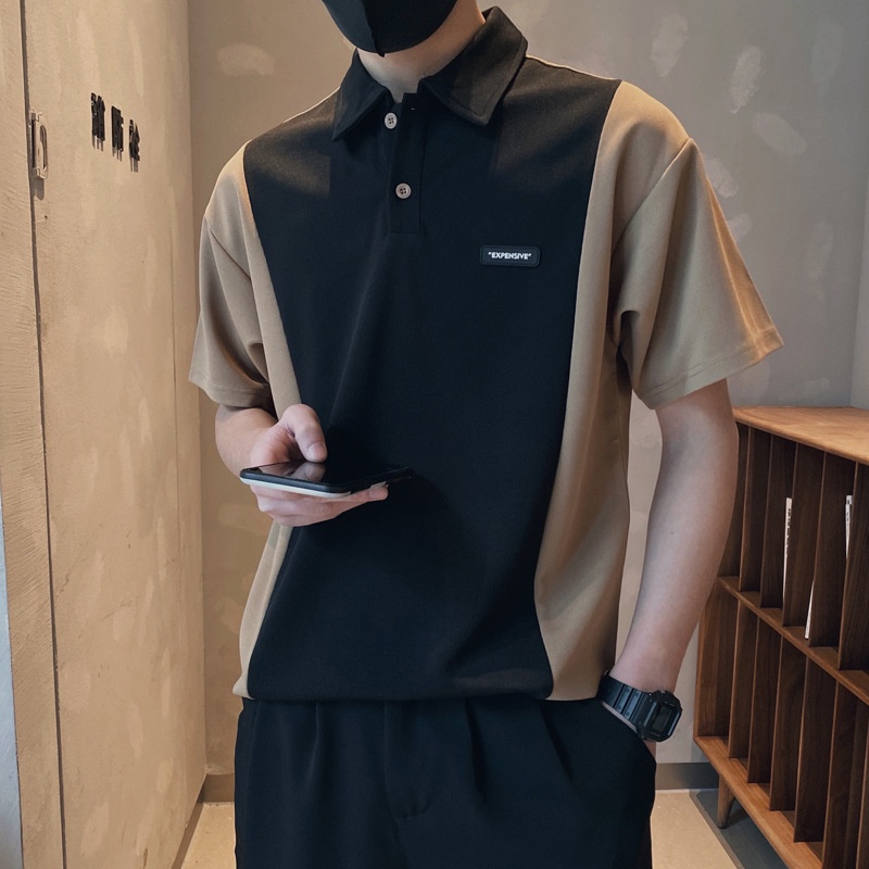 Áo polo nam nữ màu đen phối cà phê form rộng Hàn Quốc chất liệu poly cá sấu siêu thoáng mát, áo phông cổ bẻ unisex