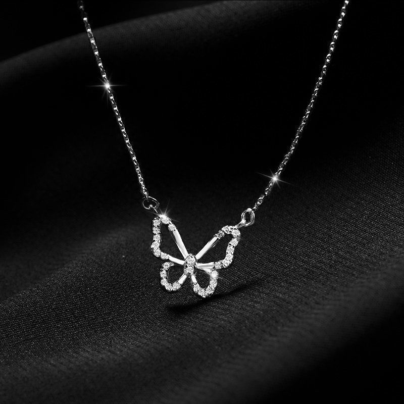 Vòng cổ Mạ Bạc 925 Mặt Hình Bướm Đính Đá Zircon Thời Trang