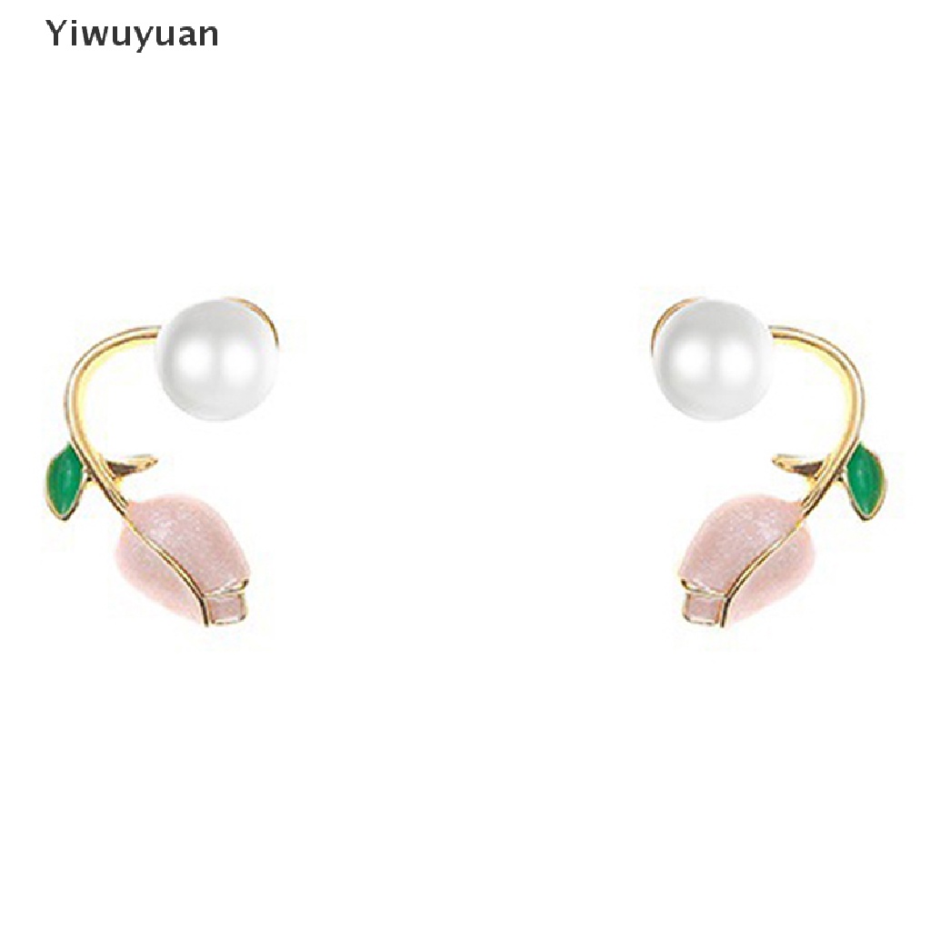1 Đôi Bông Tai Hình Hoa Tulip Đính Ngọc Trai Nhân Tạo Thời Trang