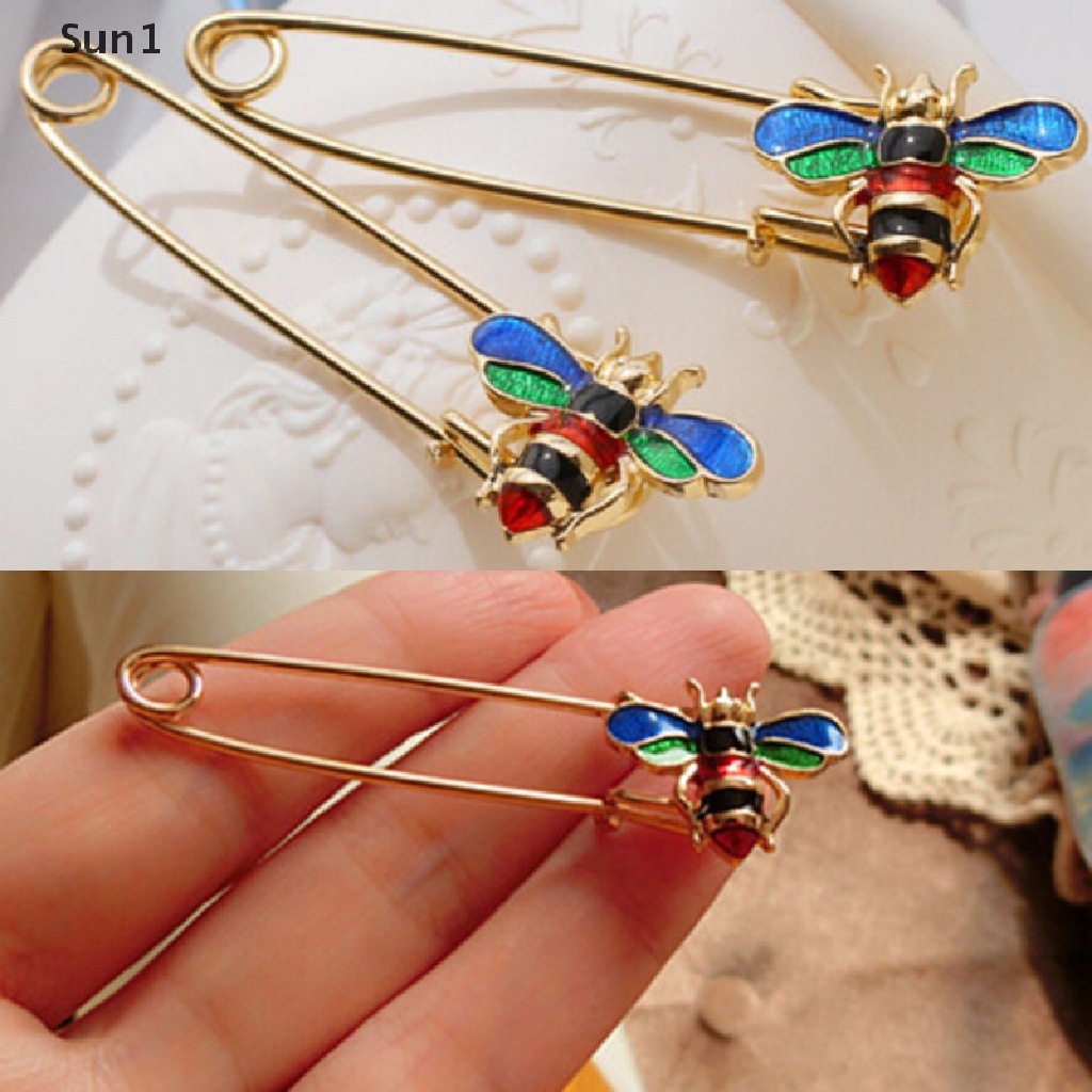 Sun1 &gt; Ghim Cài Áo Mạ Vàng Hình Ong Hoạt Hình Tráng Men Vintage