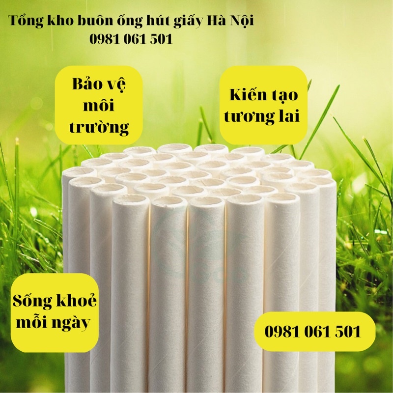(100 cái) Ống hút giấy KRAFT, dùng 1 lần, màu trắng size 6, thân thiện, an toàn môi trường (Hà Nội)