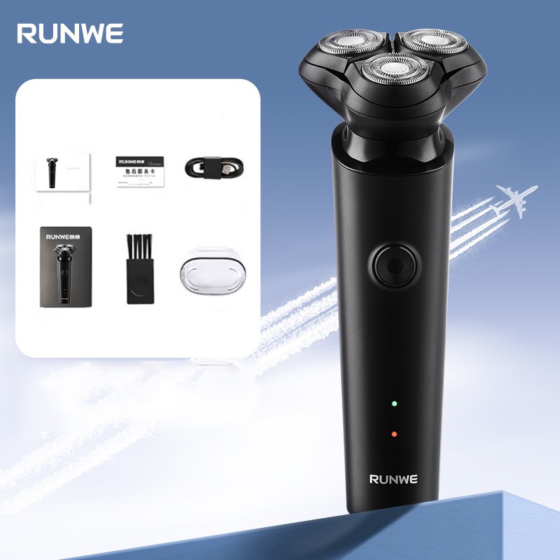 Máy cạo râu 3 lưỡi runwe RS193 chống nước,tự làm sắc lưỡi,cổng sạc type-c