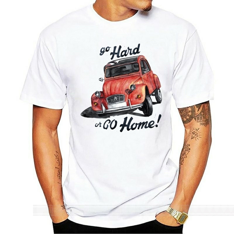 Áo nam Cổ Tròn In Hình Xe Hơi Cổ Điển Cứng Hoặc go home - citro_n 2cv