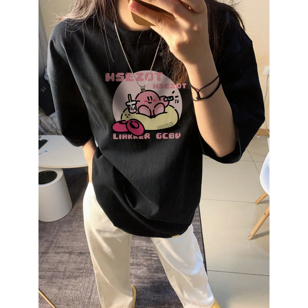 Áo thun XINLANYASHE tay ngắn dáng rộng in hình phong cách Hàn Quốc thời trang cho nữ