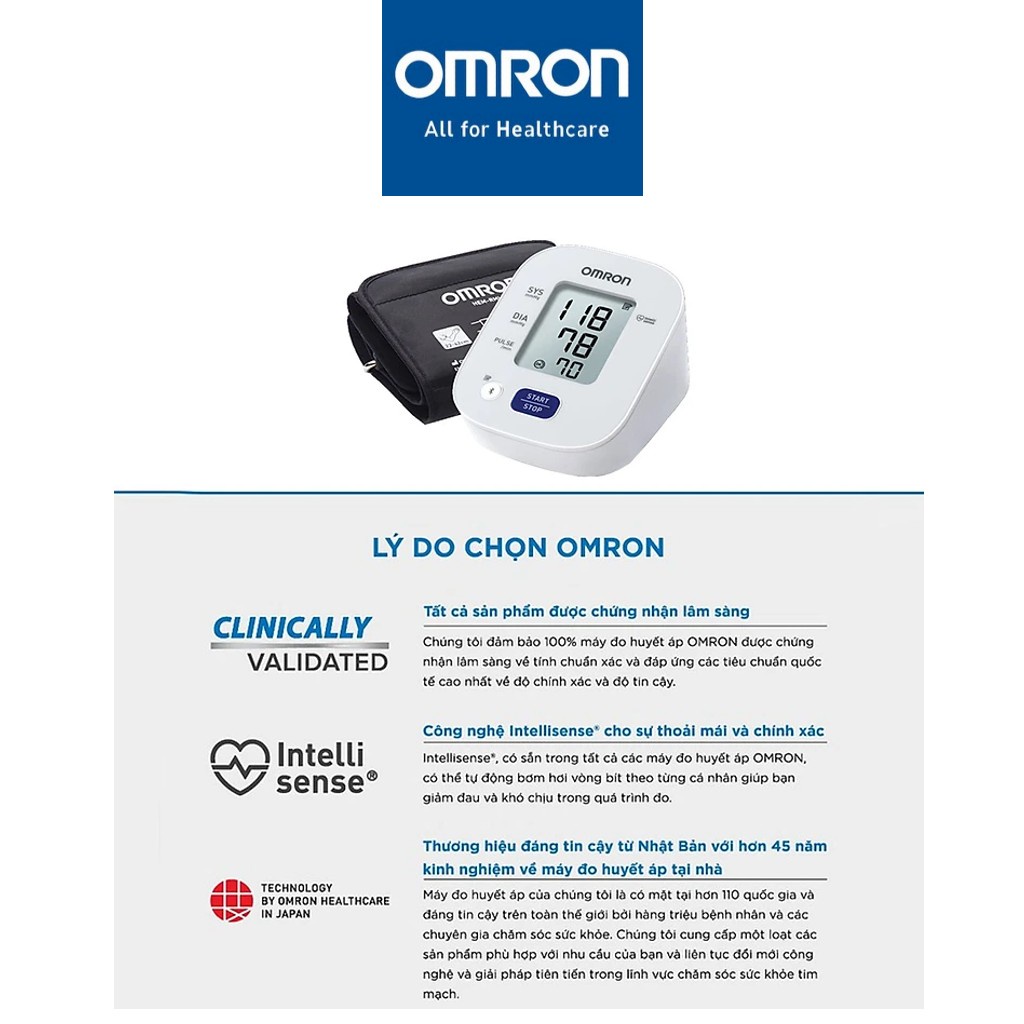 Máy đo huyết áp bắp tay tự động OMRON HEM-7156T "kết nối Bluetooth" vòng bít xoay 360 độ ôm sát chính hãng