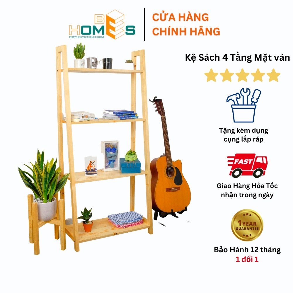 Hỏa Tốc Kệ sách gỗ đa năng Behomes 4 tầng mặt ván