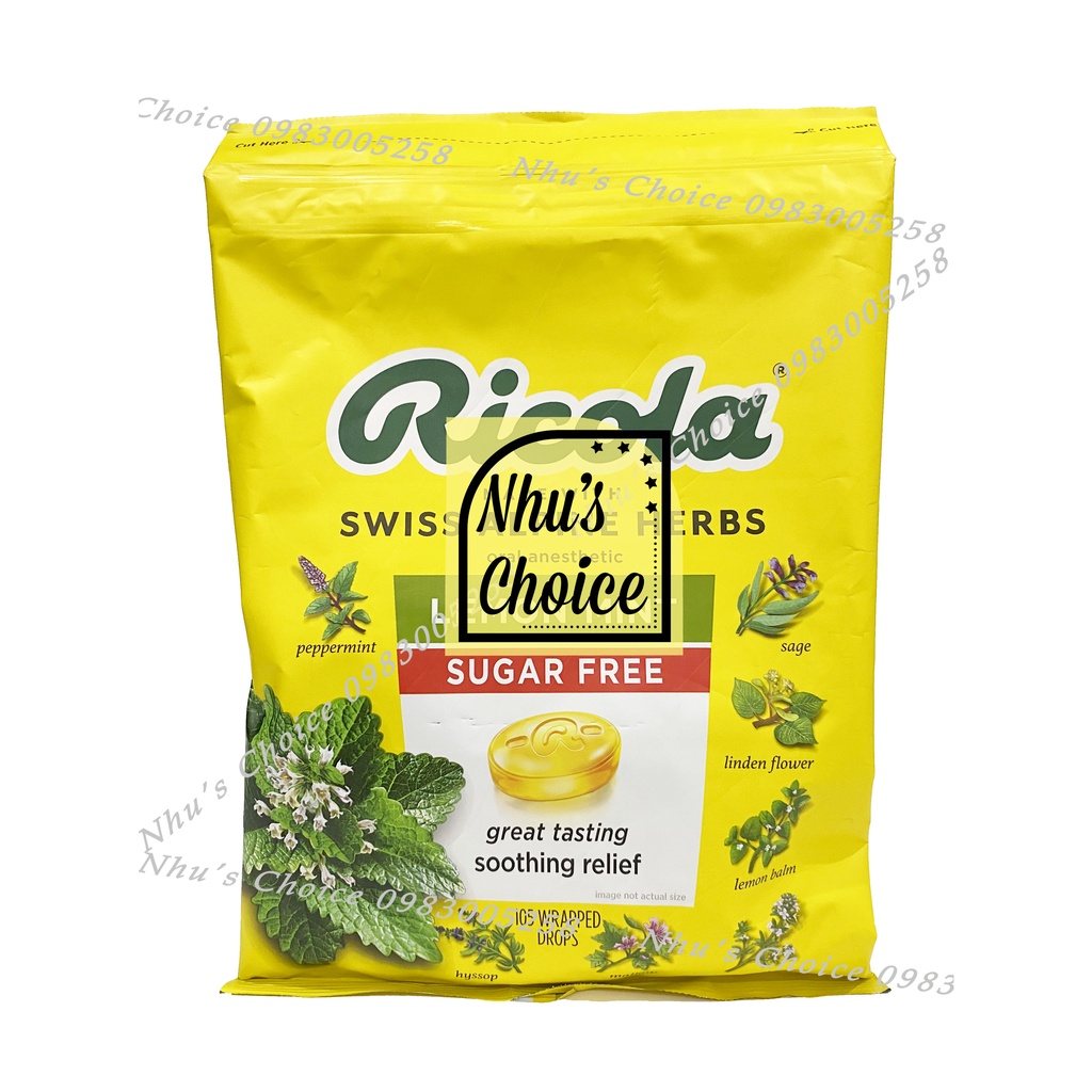 Kẹo thảo mộc Ricola, vị Nguyên gốc 130v/ Chanh Bạc hà 105v - Original 130ct/ Lemon Mint 105ct