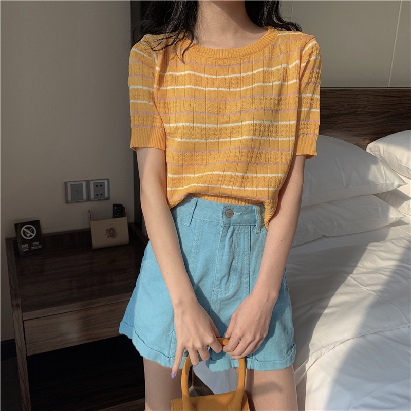 NRVP Áo thun nữ ngắn tay gợi cảm thời trang mùa hè Hàn Quốc 2023