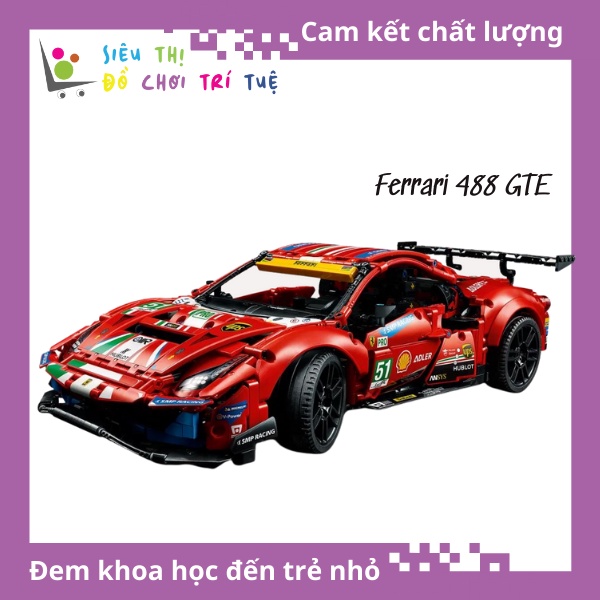 Non Lego Technic Mô Hình Siêu Xe Ferrari 488 GTE Tỷ Lệ 1:10 Đồ Chơi Lắp Ráp Phát Triển Trí Tuệ Sieuthidochoitritue