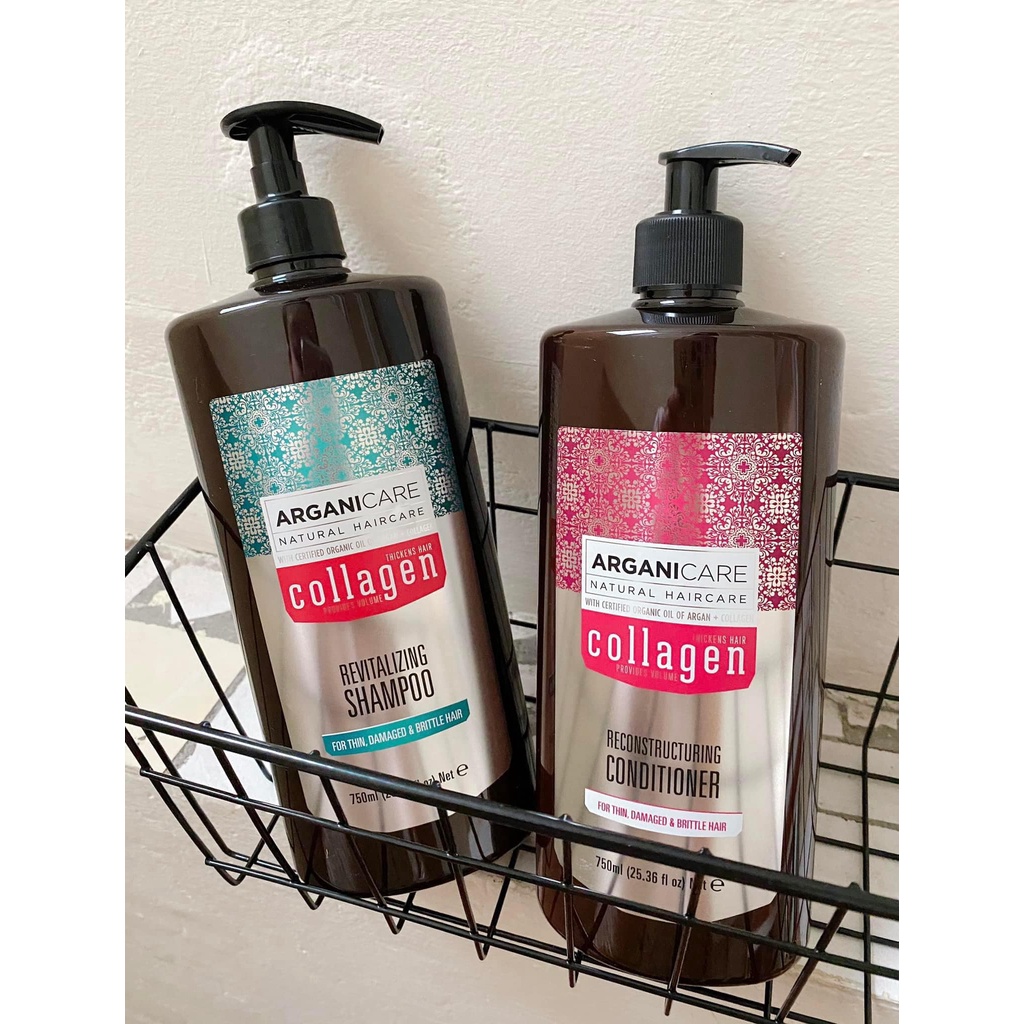 Cặp dầu gội và dầu xả Argani care collagen hữu cơ Pháp 400ml/750ml