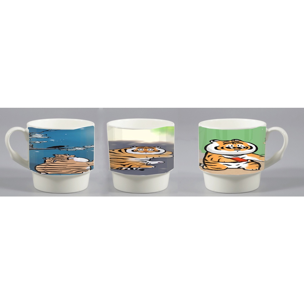 Cốc sứ 2 nấc hổ mập C2N37a cute dễ thương hoạt hình décor vintage 320ml
