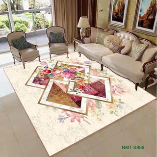 Thảm bali trải sàn phòng khách phòng ngủ bề mặt nỉ nhung lì đế cao su mẫu hiện đại T7