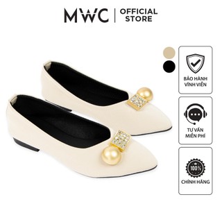 Giày mwc 2232 - giày búp bê mũi nhọn - búp bê đế bệt - giày búp bê phối khóa - búp bê da nhung - giày búp bê da mềm
