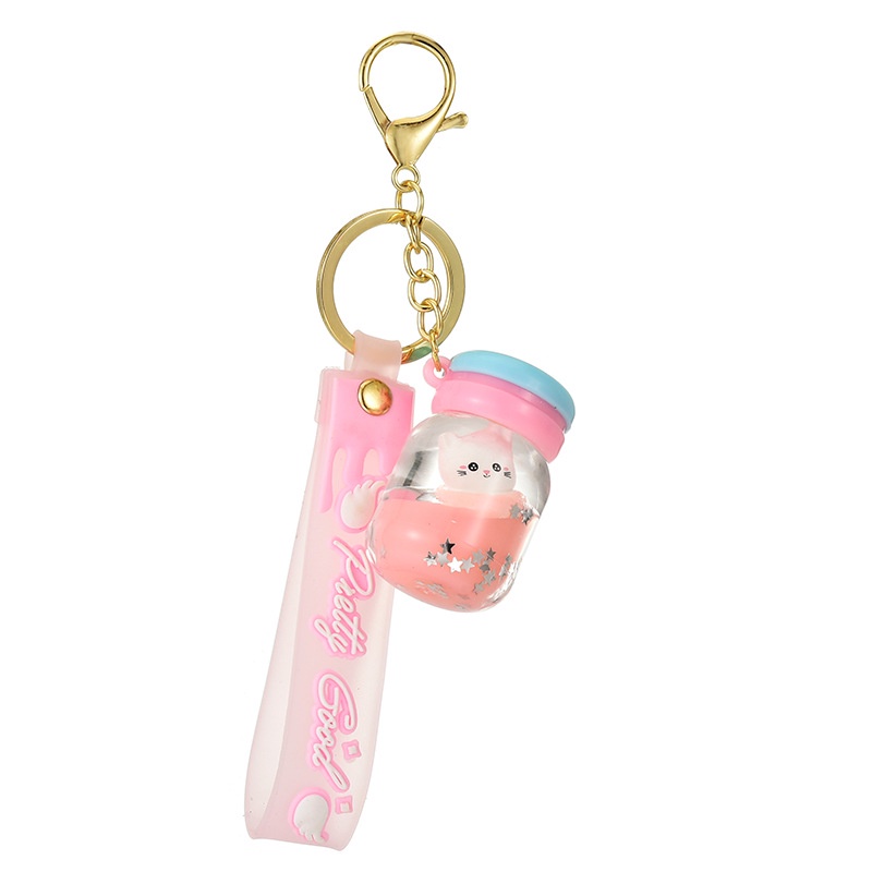 Móc Khóa Hình Chai Sữa Chua Kim Tuyến Lấp Lánh Bằng Acrylic Dễ Thương