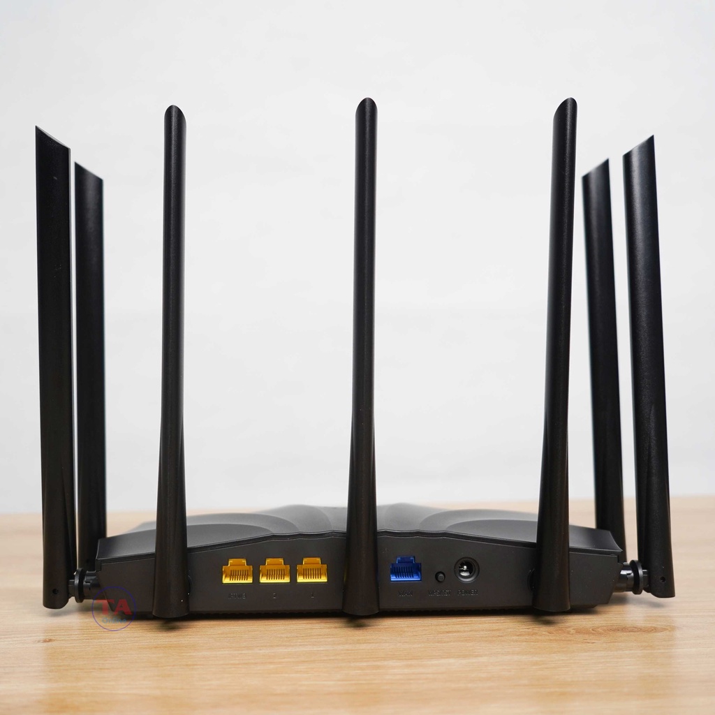 Bộ Phát Wifi Tenda AC23 - Hai Băng Tần - Tốc Độ 2100Mbps - 7 anten 6dbi Cho Khả Năng Phủ Sóng Mạnh Mẽ