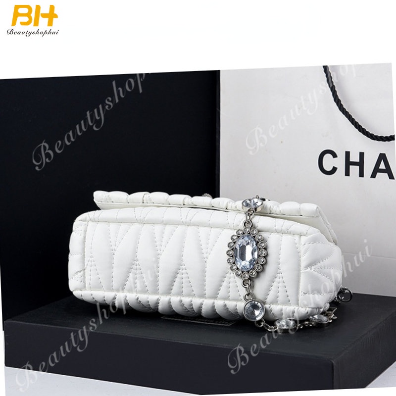 Túi Đeo Vai Bằng Da Mềm Đính Đá Phối Dây Xích Thời Trang 2022