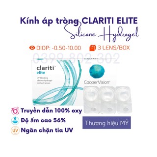 Kính áp tròng cận trong suốt 1 tháng Silicone Hydrogel Clariti Elite (CooperVison-Mỹ)