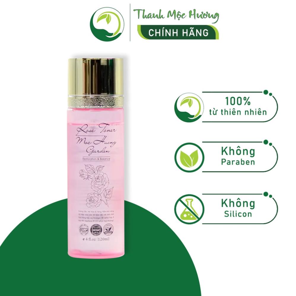 Toner Hoa Hồng Mộc Hương Garden Thanh Mộc Hương Không Cồn, Rose Toner Dưỡng Ẩm, Làm Sạch Sâu, Se Khít Chân Lông