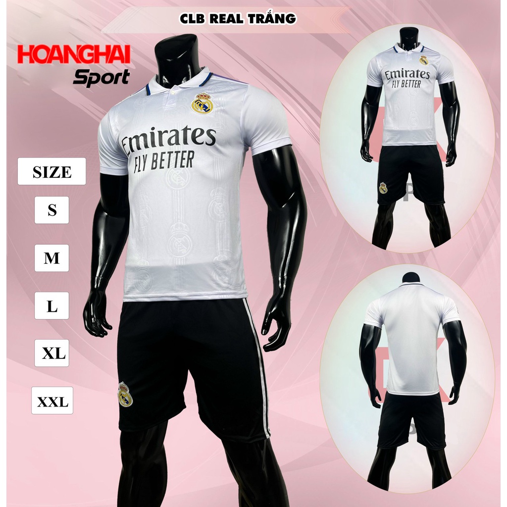 Bộ quần áo bóng đá có cổ CLB Real Madrid sân nhà 2022-2023 màu Trắng