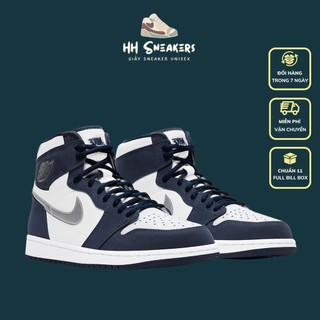 Giày Jordan cổ cao nam nữ - Giày thể thao sneaker Jordan cao cổ nam nữ màu xanh than navy Full Box