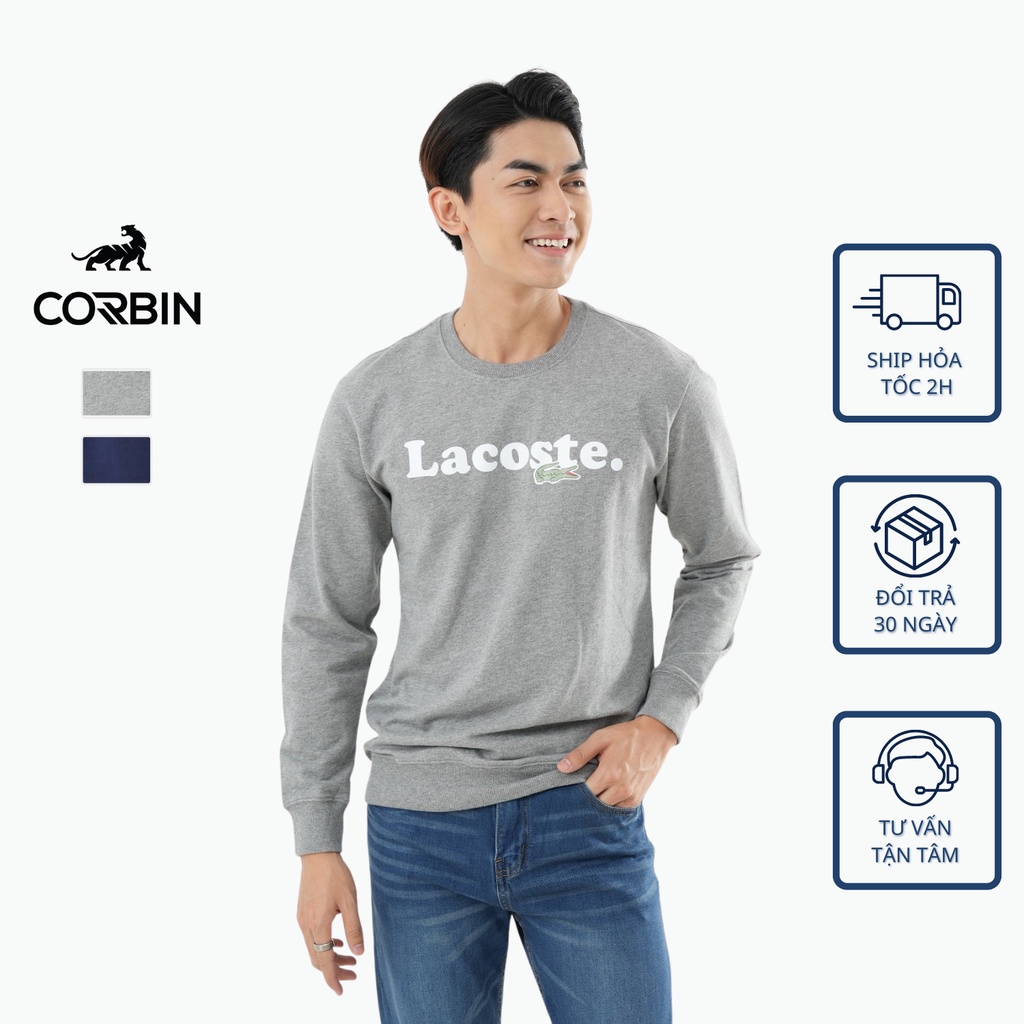 Áo nỉ cổ tròn sweater nam CORBIN chất nỉ da cá in hình cao cấp