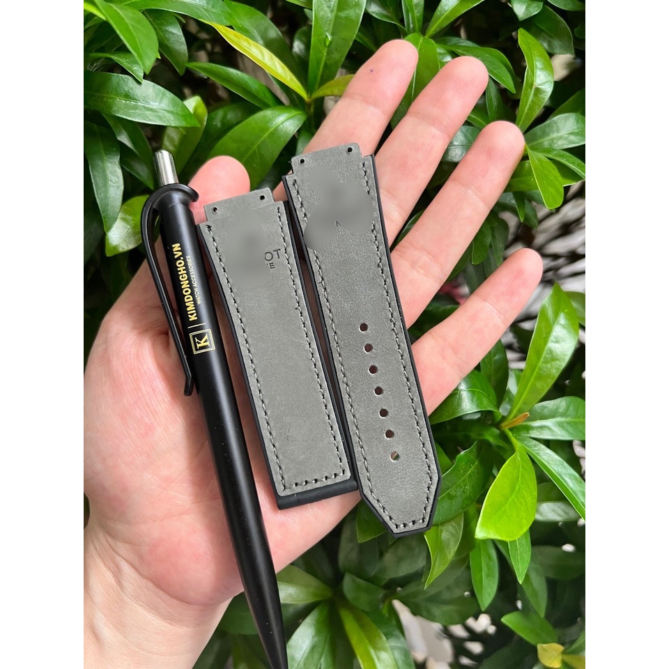 Dây Đồng Hồ H.U.B.l.O.T Lót Da Lộn Xám Tối Thơm Mùi Vani Case 38mm Size Dây 15 - 23 -20