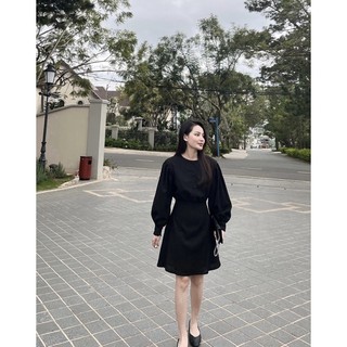 𝗟𝘆𝗻𝗻 𝗗𝗿𝗲𝘀𝘀 - Đầm Linen Tay Dài Cúc Bọc ( ảnh chính chủ )