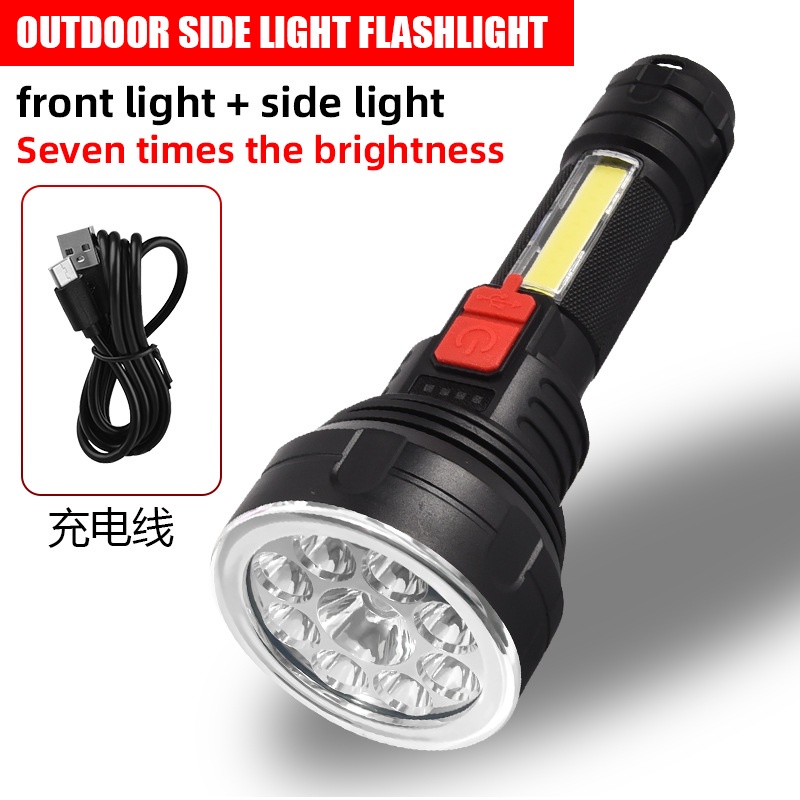 Đèn Pin Mini 9 Bóng Led Bằng Nhôm Siêu Sáng Kèm Sạc USB Tiện Dụng Mang Theo Du Lịch