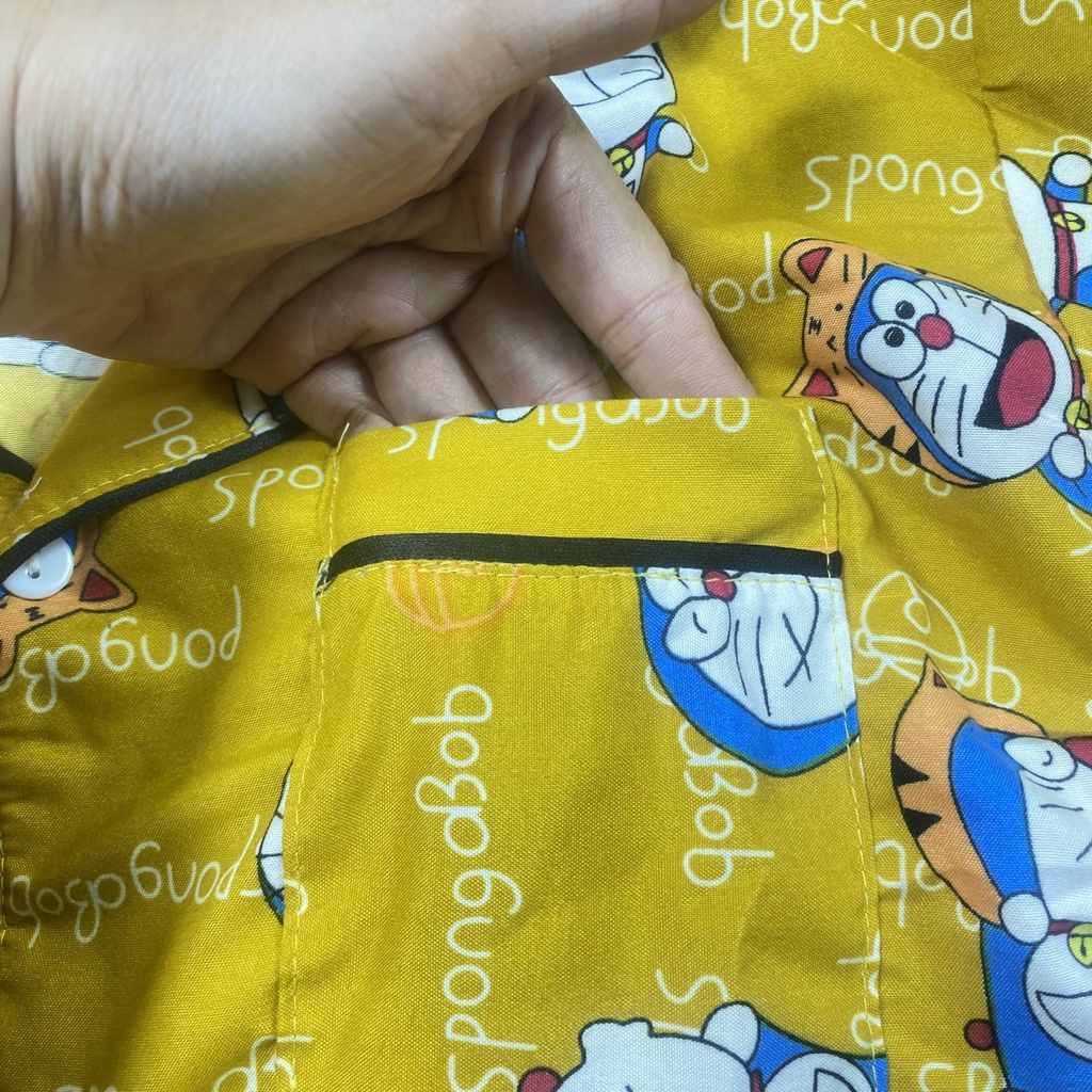 Cotton Đũi Nhật Bản 9-42kg pijama Doremon Vàng CD15 tay dài quần dài  bé trai gái