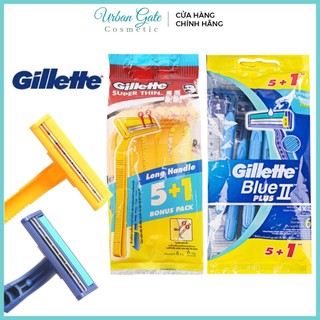 Dao cạo gillette super thin ii/ blue ii plus ,dao cạo râu gillette blue 2 plus cán xanh gói 5+1, cán vàng 5+1