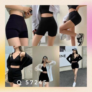 Quần đùi legging mỏng cuộn màu đen