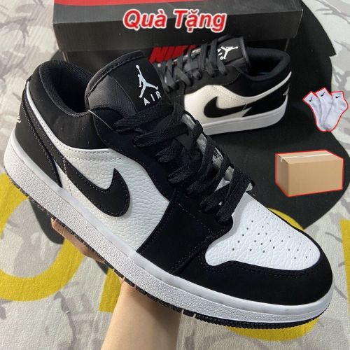 Giày jordan cổ thấp đen trắng, giày jordan 1 low panda nam nữ bản cao cấp full pk