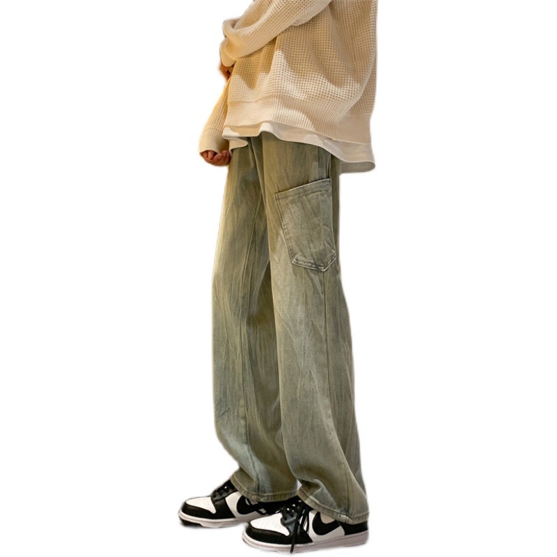 Quần Jean Dài Dáng Rộng Ống Suông Phong Cách Retro Dành Cho Nam